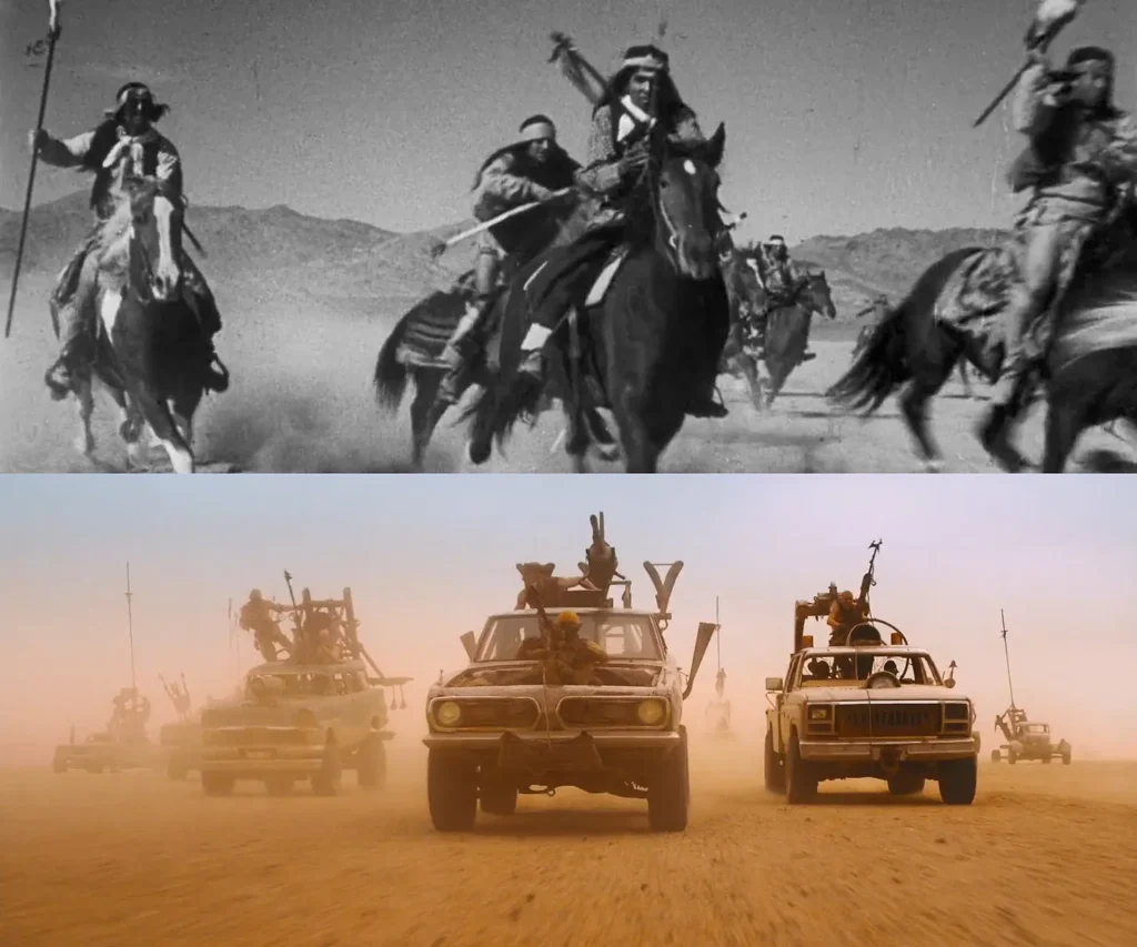 Cenas dos filmes "No tempo das diligências", de John Ford e "Mad Max: Estrada da fúria", de George Miller - Lumine TV 3